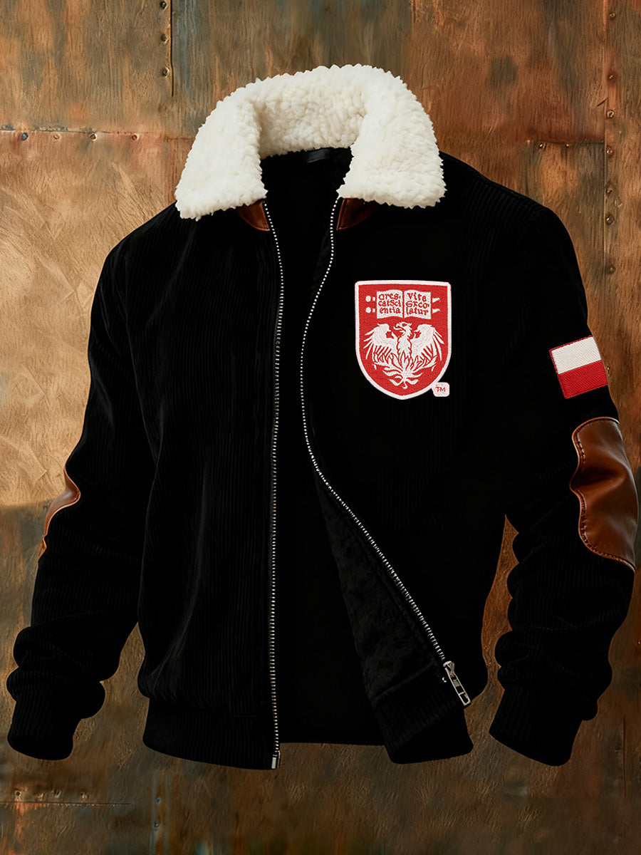 Ciepła kurtka męska z nadrukiem polskiej flagi