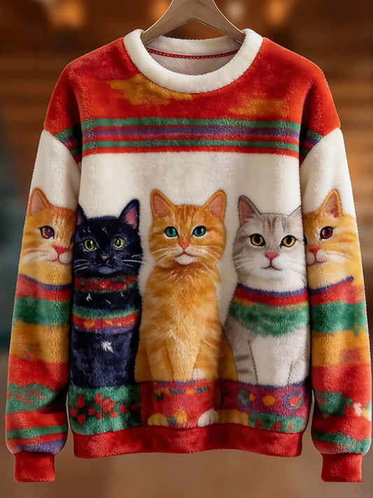 Damski Retro Animal Art Print Wygodny Top flanelowy