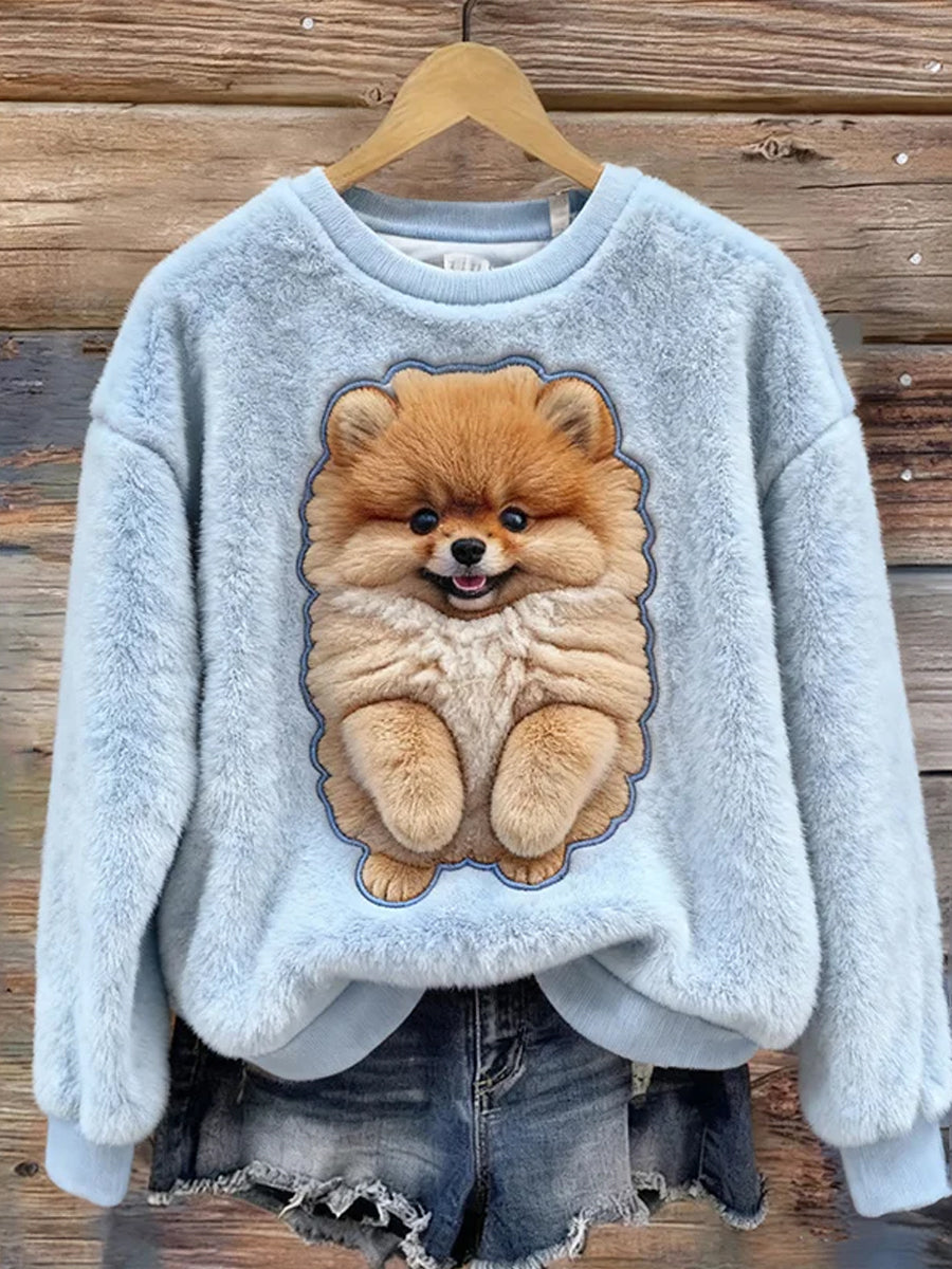 Damski Retro Animal Art Print Wygodny Top flanelowy