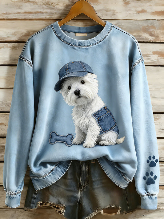 Wygodny, swobodny top unisex w stylu retro z nadrukiem zwierzęcym