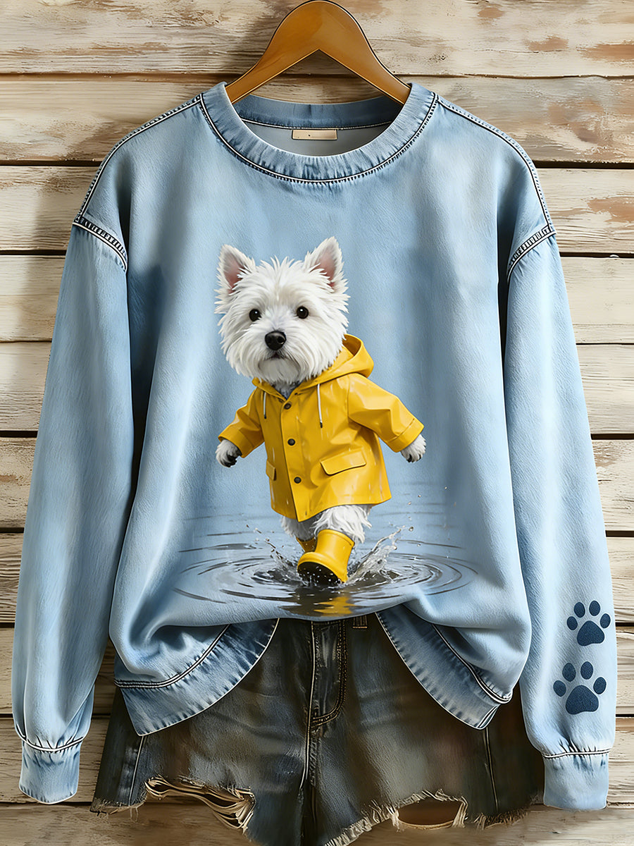 Wygodny, swobodny top unisex w stylu retro z nadrukiem zwierzęcym