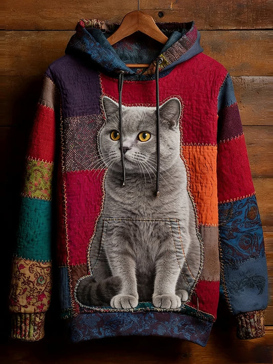 Unisex Retro Animal Art Print Wygodna dorywcza bluza