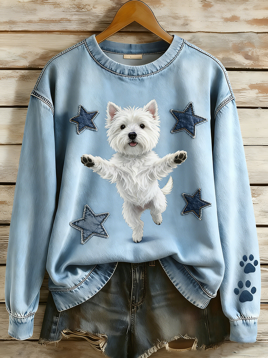 Wygodny, swobodny top unisex w stylu retro z nadrukiem zwierzęcym