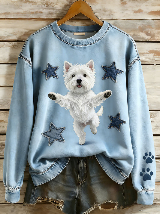 Wygodny, swobodny top unisex w stylu retro z nadrukiem zwierzęcym