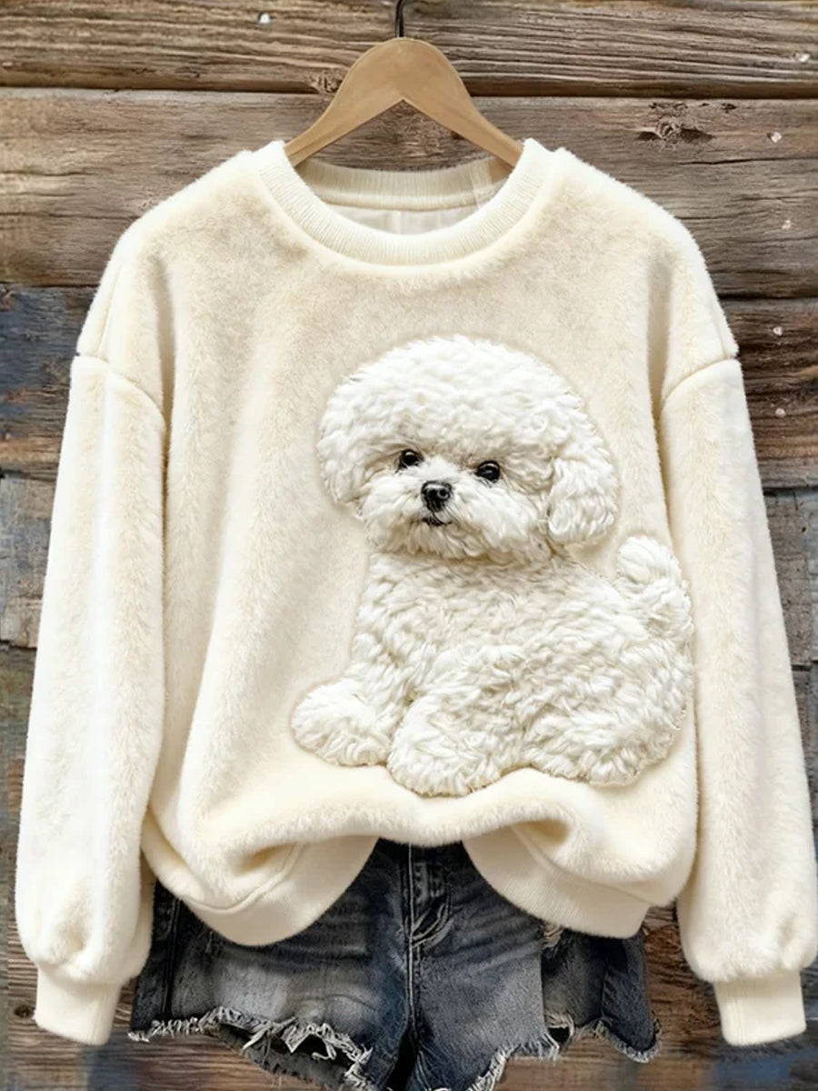 Damski Retro Animal Art Print Wygodny Top flanelowy