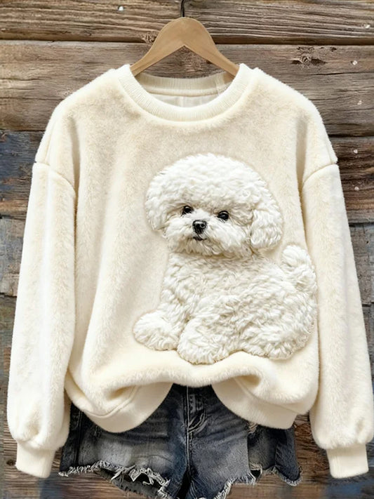 Damski Retro Animal Art Print Wygodny Top flanelowy