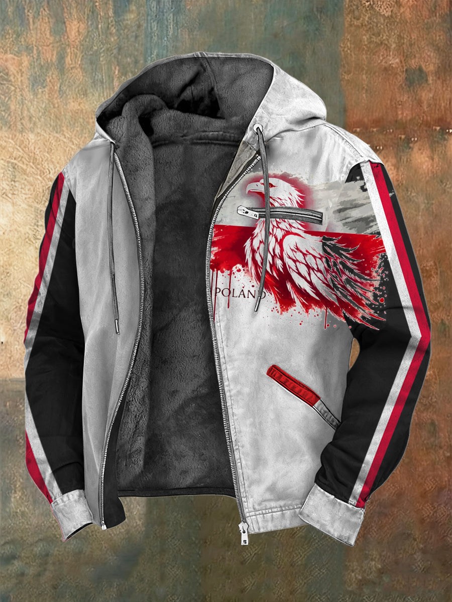 Męska dynamiczna kurtka z nadrukiem z polarową podszewką