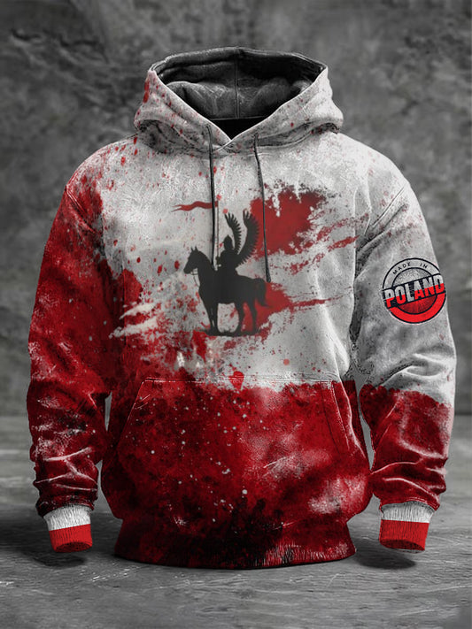 Męska bluza z kapturem z nadrukiem polskiego jeźdźca Edgy Blood Splatter