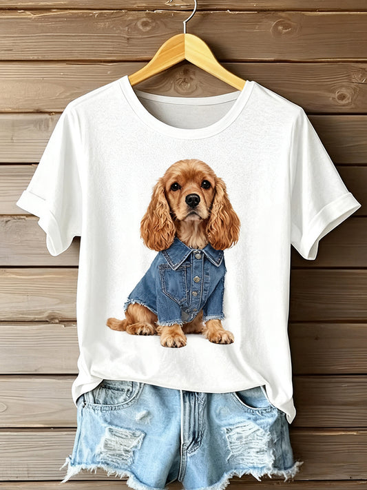 Damska koszulka Art Animal Print Comfort z krótkim rękawem