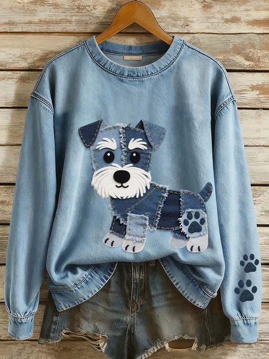 Damska bluza Patchwork Art Lovely Schnauzer Dog