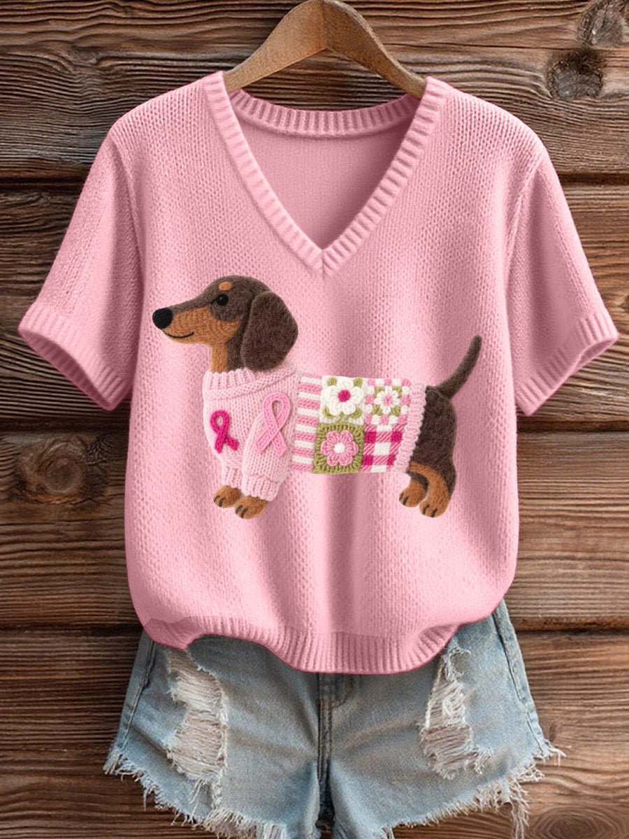 Damski filcowy wzór Jamnik z dzianiny