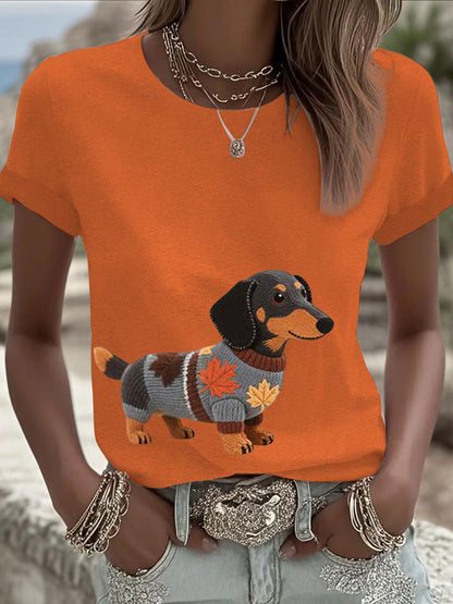 Damska bluza z długim rękawem Autumn Dog Art Print