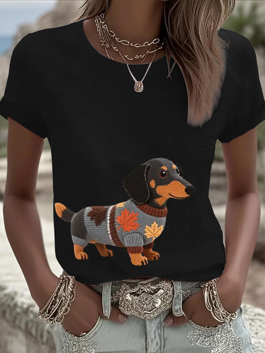 Damska bluza z długim rękawem Autumn Dog Art Print
