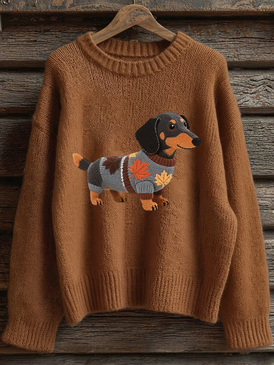 Damska bluza z długim rękawem Autumn Dog Art Print