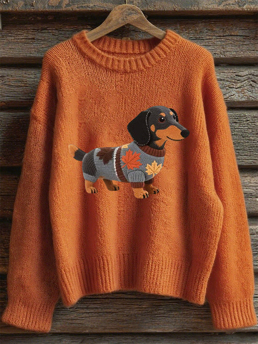 Damska bluza z długim rękawem Autumn Dog Art Print