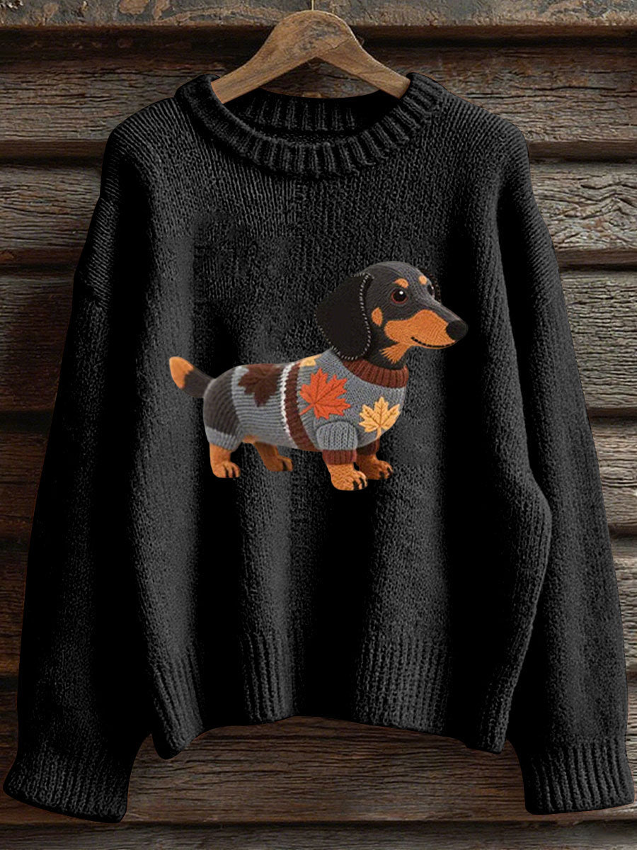 Damska bluza z długim rękawem Autumn Dog Art Print