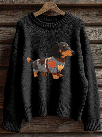 Damska bluza z długim rękawem Autumn Dog Art Print