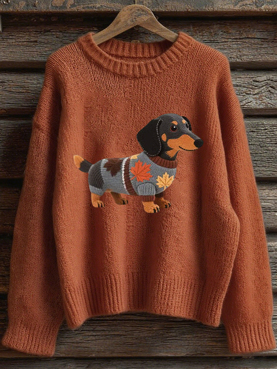 Damska bluza z długim rękawem Autumn Dog Art Print