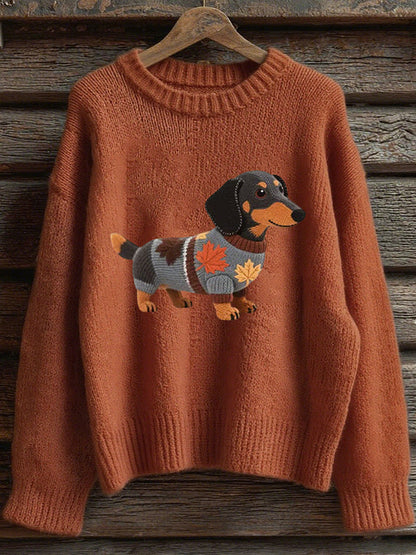 Damska bluza z długim rękawem Autumn Dog Art Print
