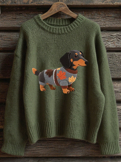 Damska bluza z długim rękawem Autumn Dog Art Print