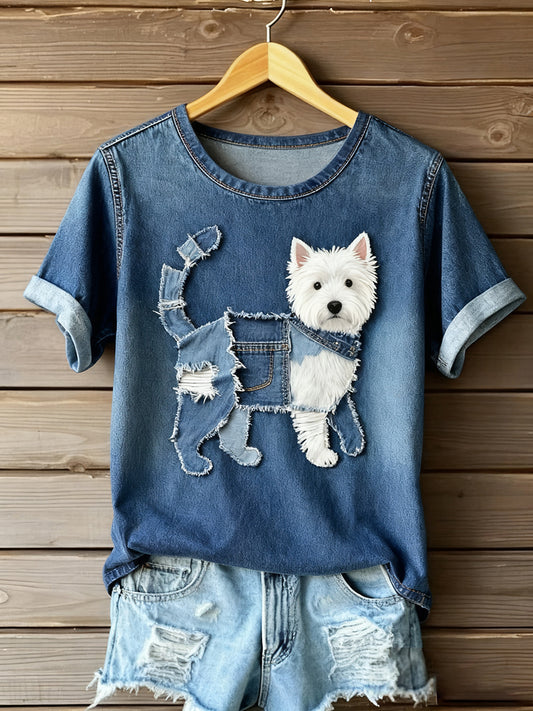 Damska koszulka Art Animal Print Comfort z krótkim rękawem