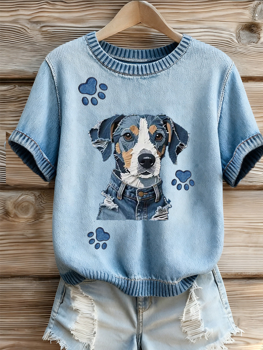 Damska haftowana koszulka z nadrukiem zwierząt