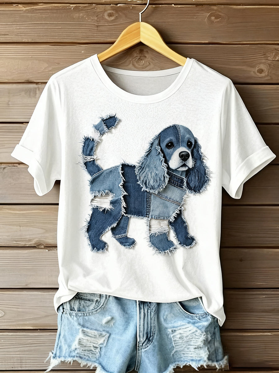 Damska koszulka Art Animal Print Comfort z krótkim rękawem