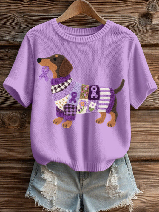 Damski filcowy wzór Jamnik z dzianiny