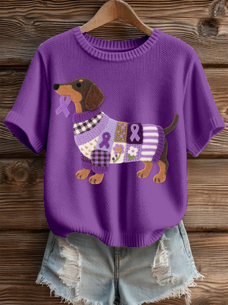 Damski filcowy wzór Jamnik z dzianiny