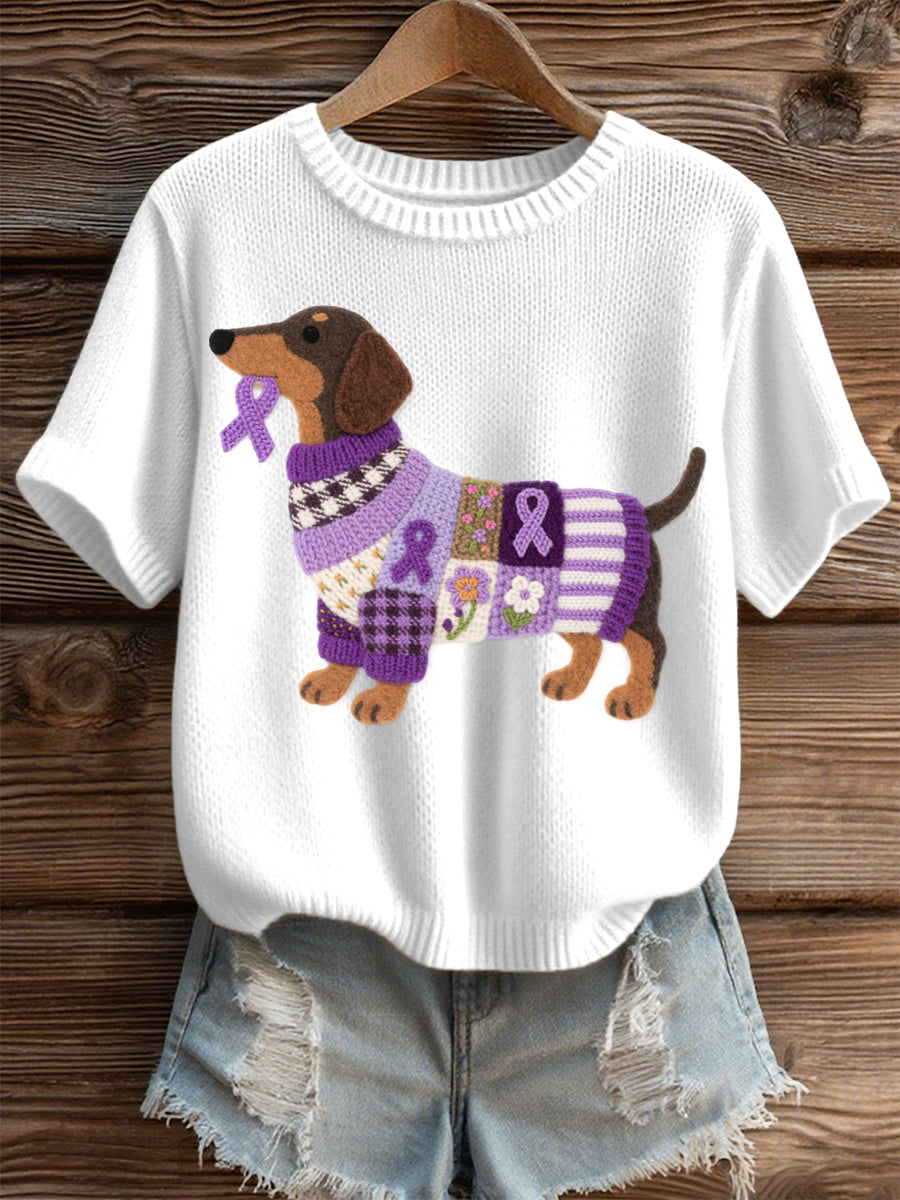 Damski filcowy wzór Jamnik z dzianiny