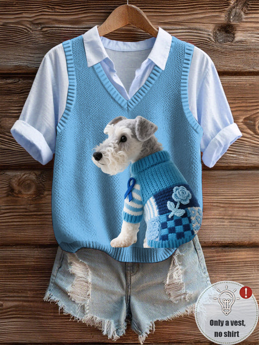 Damska kamizelka z kołnierzem V z rakiem prostaty Sznaucer