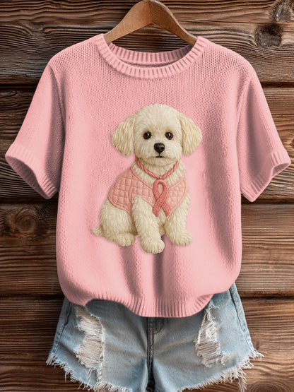 Damski różowy sweter z dzianiny na raka piersi