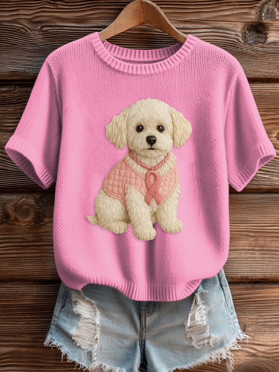 Damski różowy sweter z dzianiny na raka piersi