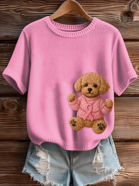 Damski różowy sweter z dzianiny na raka piersi