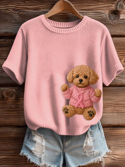 Damski różowy sweter z dzianiny na raka piersi