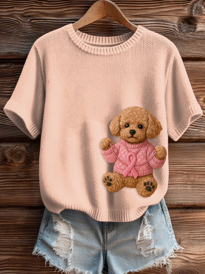 Damski różowy sweter z dzianiny na raka piersi