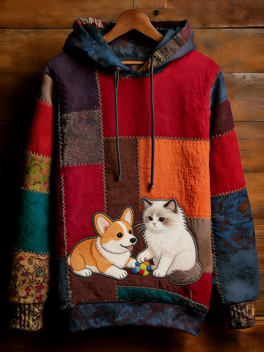 Unisex Retro Animal Art Print Wygodna dorywcza bluza