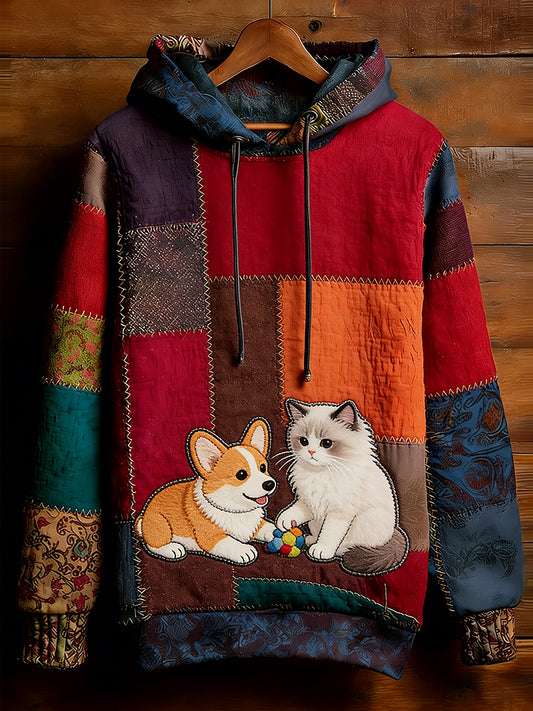 Unisex Retro Animal Art Print Wygodna dorywcza bluza