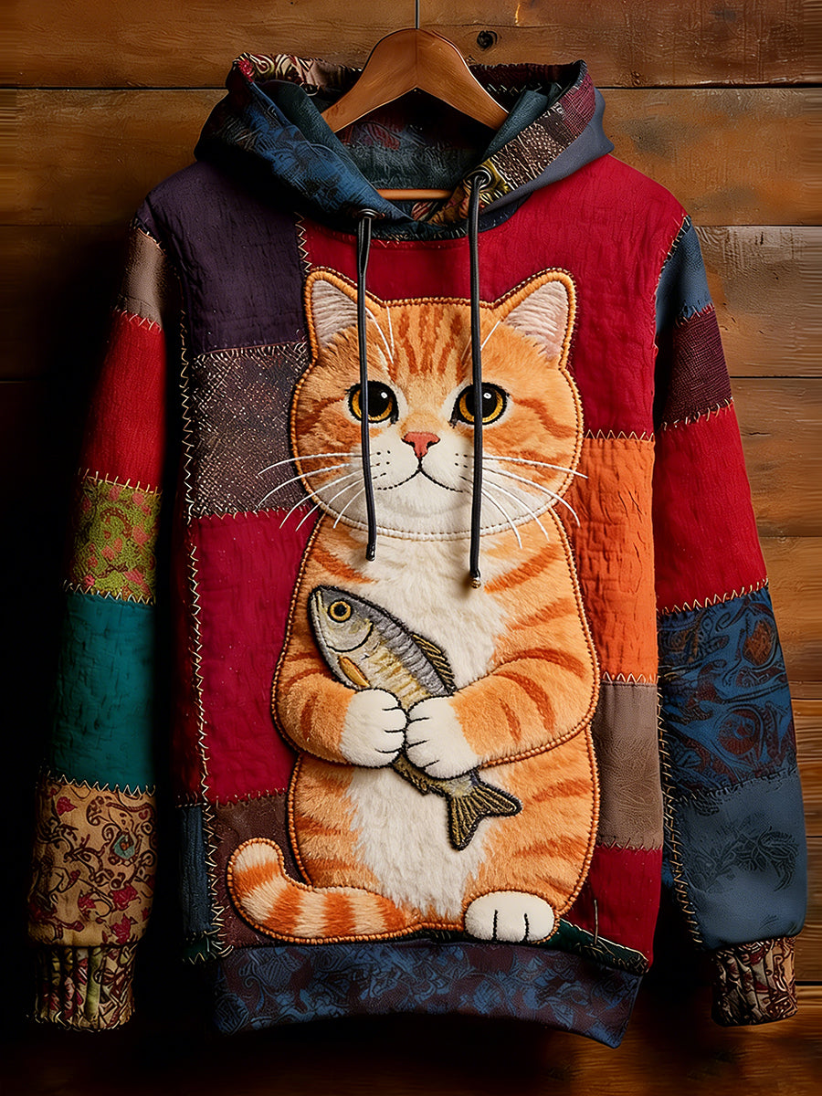 Unisex Retro Animal Art Print Wygodna dorywcza bluza