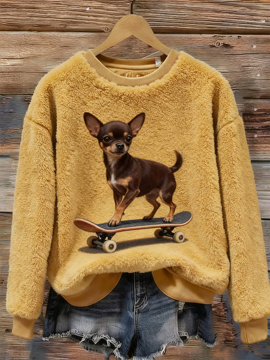 Damski Retro Animal Art Print Wygodny Top flanelowy