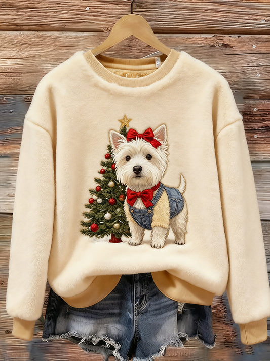 Damski Retro Animal Art Print Wygodny Top flanelowy