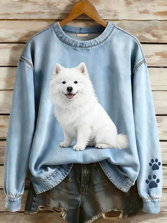 Damska bluza z długim rękawem w stylu retro Patchwork Animal Art Print Casual Comfort