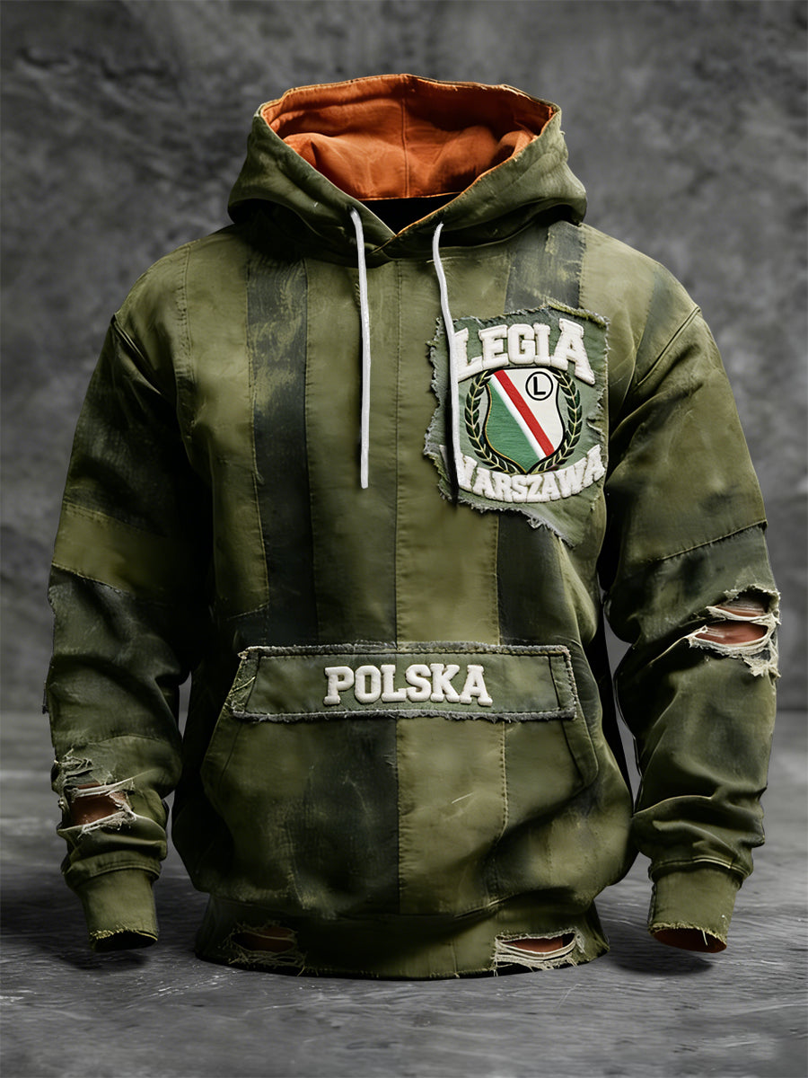 Retro Polska Warszawa Klub piłkarski Bluza z kapturem