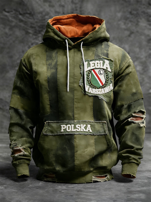 Retro Polska Warszawa Klub piłkarski Bluza z kapturem