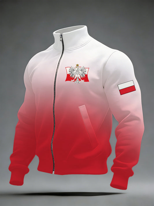 Męska kurtka z kapturem z nadrukiem polskiej flagi