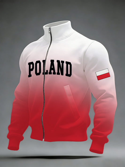 Męska kurtka z kapturem z nadrukiem polskiej flagi