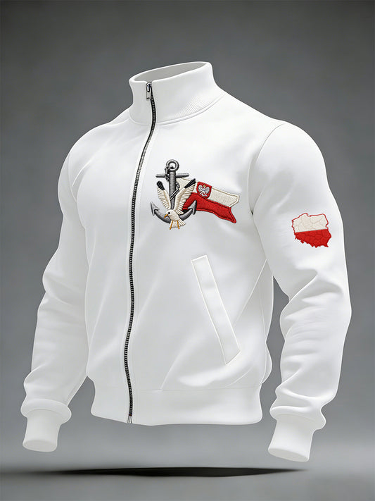 Męska kurtka z kapturem z nadrukiem polskiej flagi