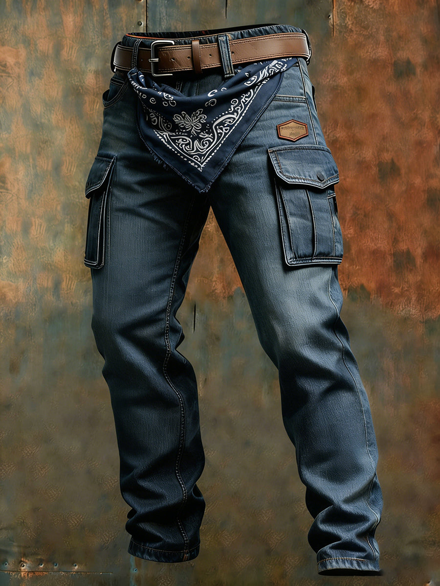 Męskie spodnie robocze retro styl biznesowy na co dzień