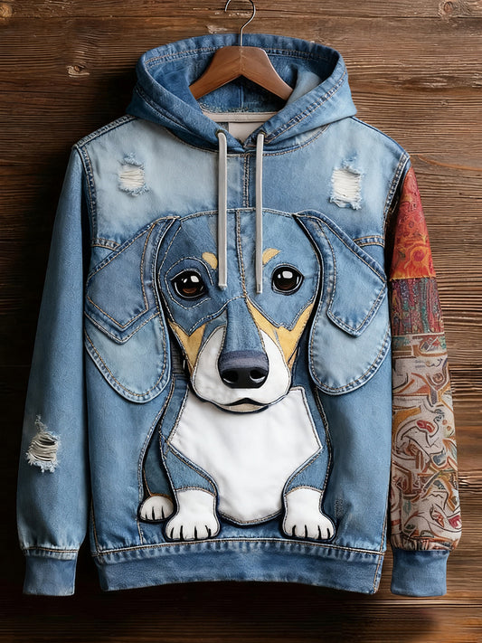 Unisex Retro Animal Art Print Wygodna dorywcza bluza