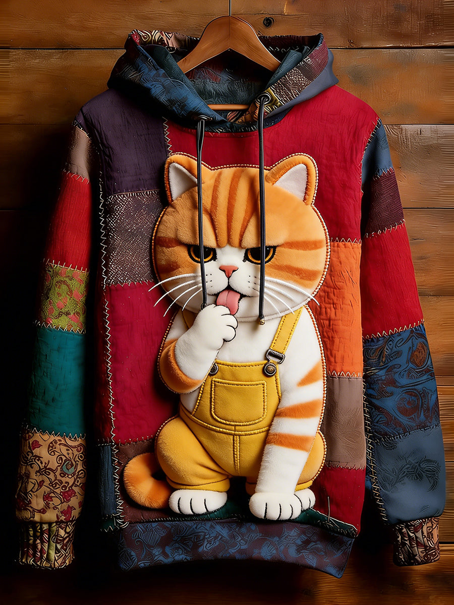 Unisex Retro Animal Art Print Wygodna dorywcza bluza